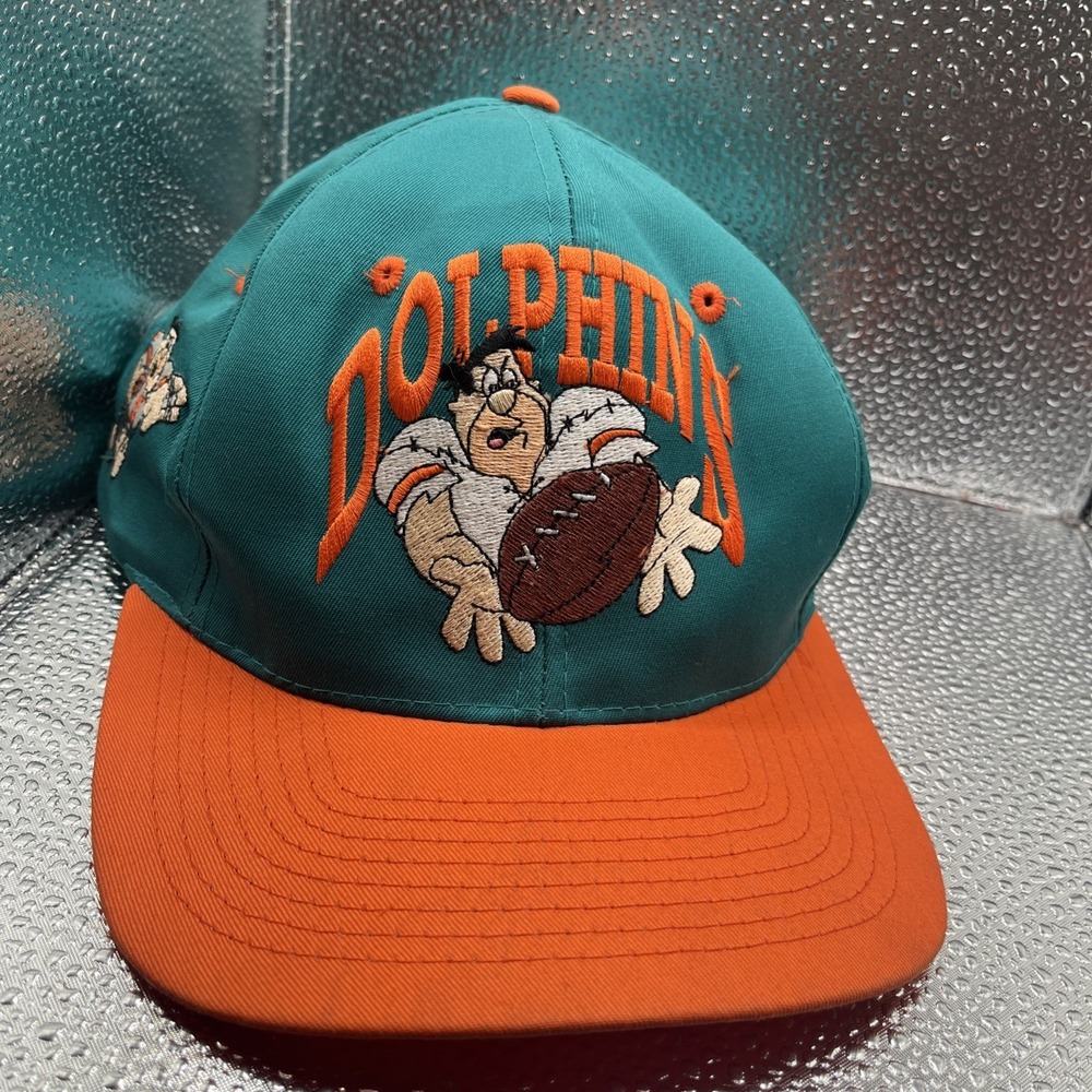 Flintstones Miami Dolphins Snapback Hat Vintage 1993 EUC Excellent Used Cond